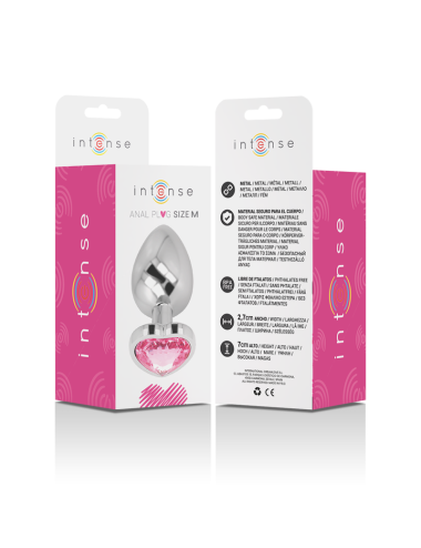INTENSE - METAL ALUMINUM ANAL PLUG HEART PINK SIZE M