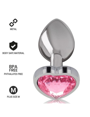 INTENSE - METAL ALUMINUM ANAL PLUG HEART PINK SIZE M