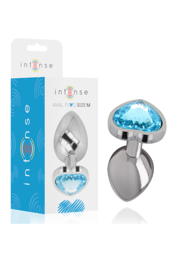 INTENSE - METAL ALUMINUM ANAL PLUG HEART BLUE SIZE M