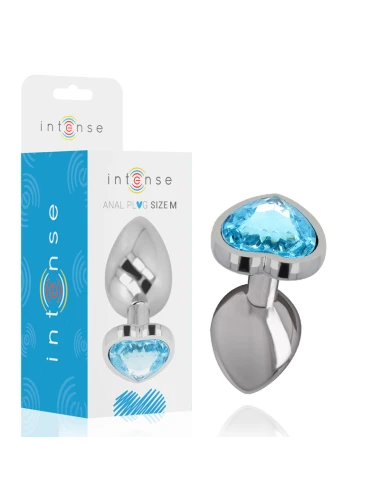 INTENSE - METAL ALUMINUM ANAL PLUG HEART BLUE SIZE M
