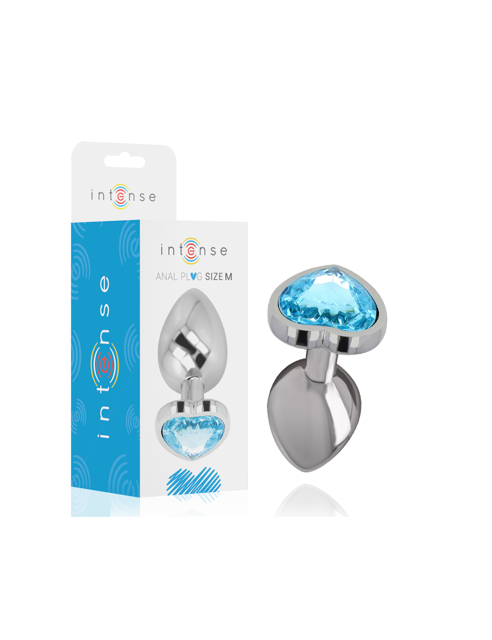 INTENSE - METAL ALUMINUM ANAL PLUG HEART BLUE SIZE M
