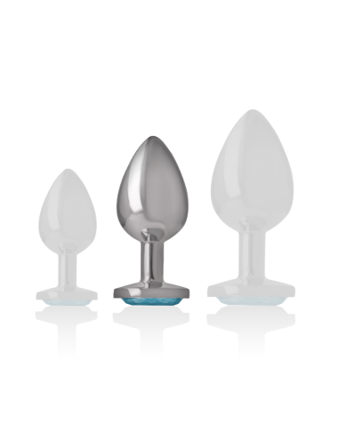 INTENSE - METAL ALUMINUM ANAL PLUG HEART BLUE SIZE M