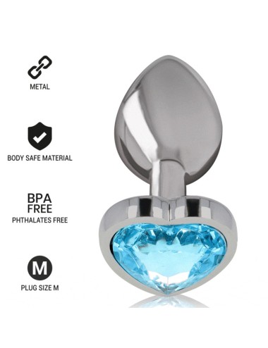 INTENSE - METAL ALUMINUM ANAL PLUG HEART BLUE SIZE M