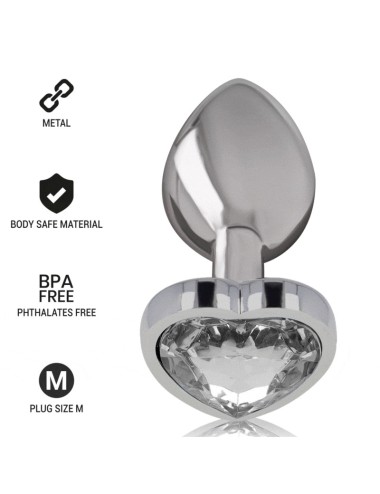 INTENSE - METAL ALUMINUM ANAL PLUG HEART WHITE SIZE M