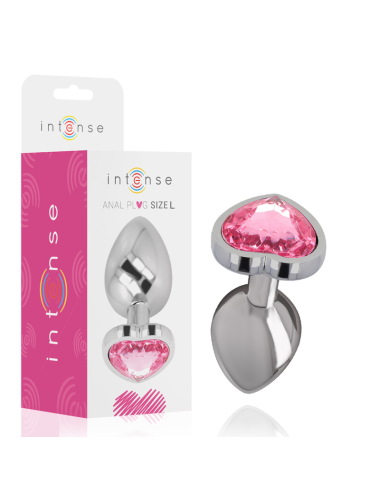 INTENSE - METAL ALUMINUM ANAL PLUG HEART PINK SIZE L