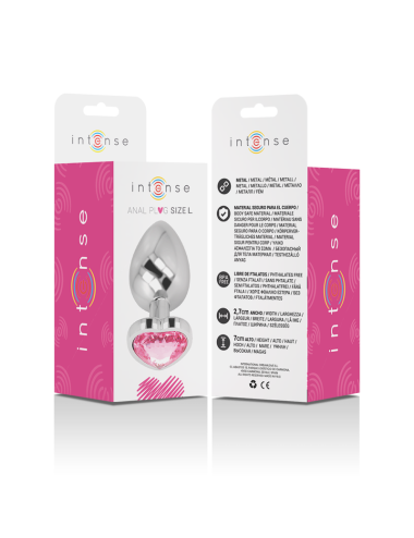 INTENSE - METAL ALUMINUM ANAL PLUG HEART PINK SIZE L