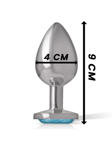 INTENSE - METAL ALUMINUM ANAL PLUG HEART BLUE SIZE L