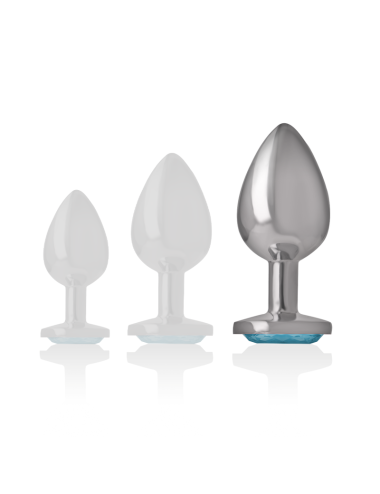 INTENSE - METAL ALUMINUM ANAL PLUG HEART BLUE SIZE L