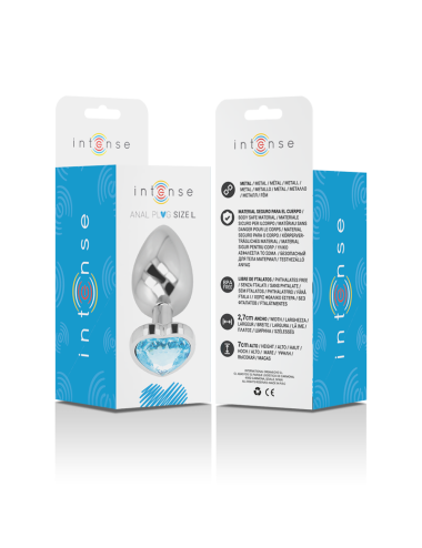 INTENSE - METAL ALUMINUM ANAL PLUG HEART BLUE SIZE L