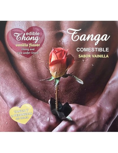 HOTFLOWERS - WAFER THONG AND 2 NIPPLE PADDERS VANILLA FLAVOR /es/pt/en/fr/it/