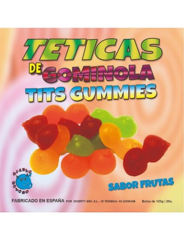 DIABLO GOLOSO - BOX OF GLOSSY TITS GUMMY FLAVOR FRUITS 6 COLORS AND FLAVORS MADE IS SPAIN /es/pt/en/fr/it/