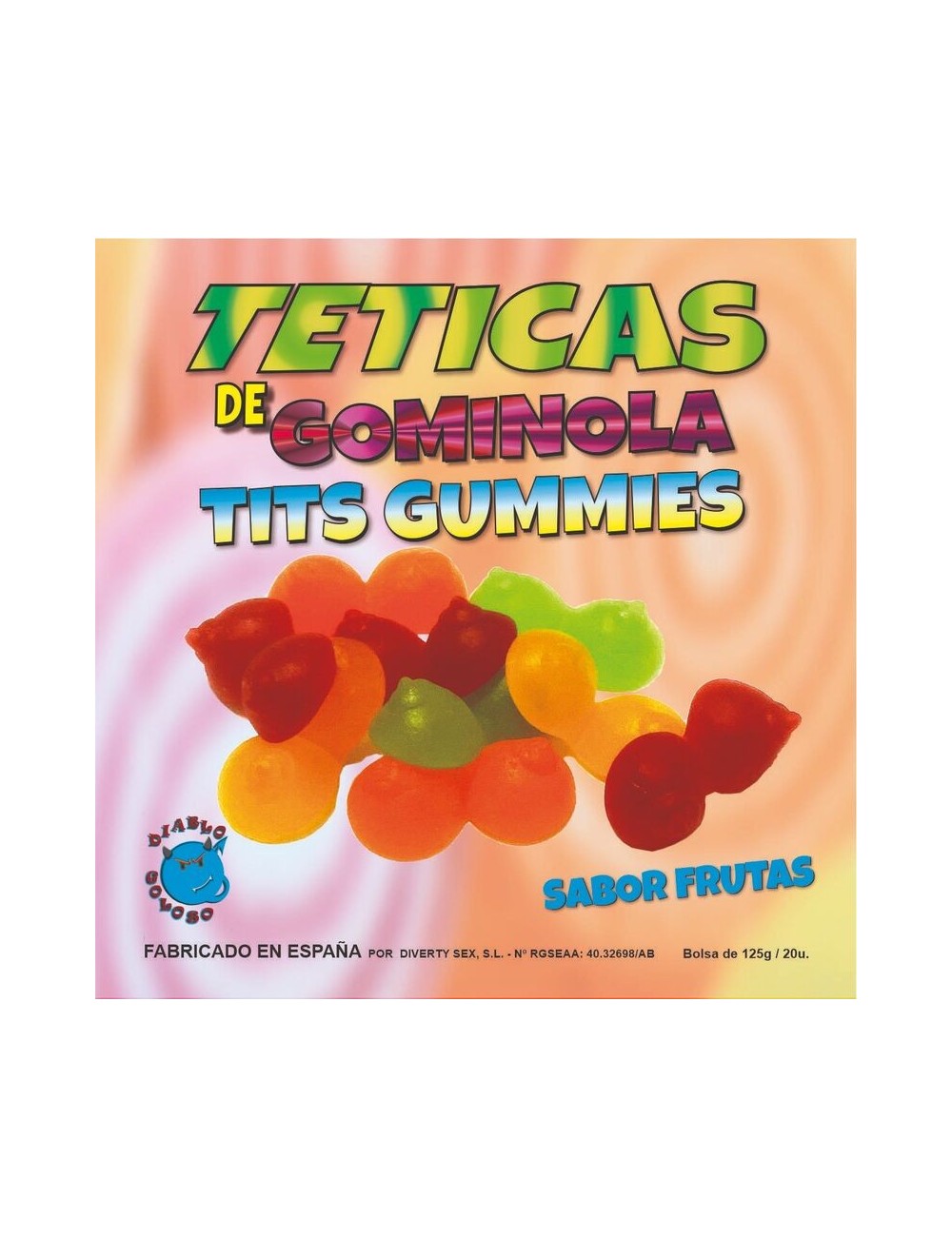 DIABLO GOLOSO - BOX OF GLOSSY TITS GUMMY FLAVOR FRUITS 6 COLORS AND FLAVORS MADE IS SPAIN /es/pt/en/fr/it/ DIABLO GOLOSO - BOX OF GLOSSY TITS GUMMY FLAVOR FRUITS 6 COLORS AND FLAVORS MADE IS SPAIN /es/pt/en/fr/it/