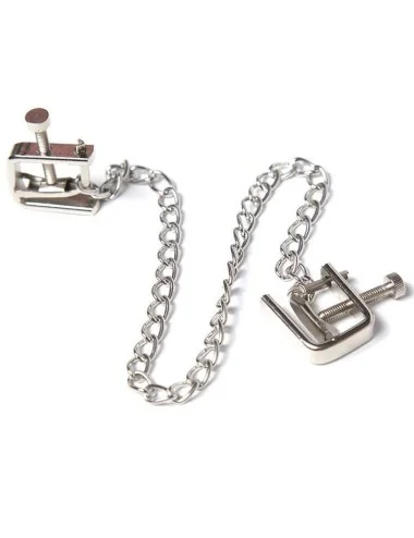 OHMAMA FETISH METALLIC SCREW NIPPLE CLAMPS AND CHAIN