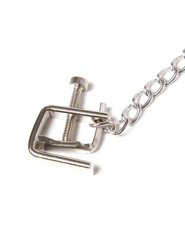 OHMAMA FETISH METALLIC SCREW NIPPLE CLAMPS AND CHAIN