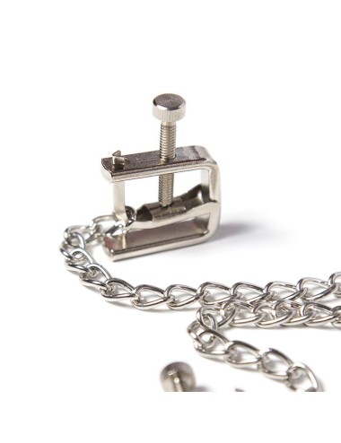 OHMAMA FETISH METALLIC SCREW NIPPLE CLAMPS AND CHAIN