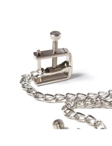 OHMAMA FETISH METALLIC SCREW NIPPLE CLAMPS AND CHAIN