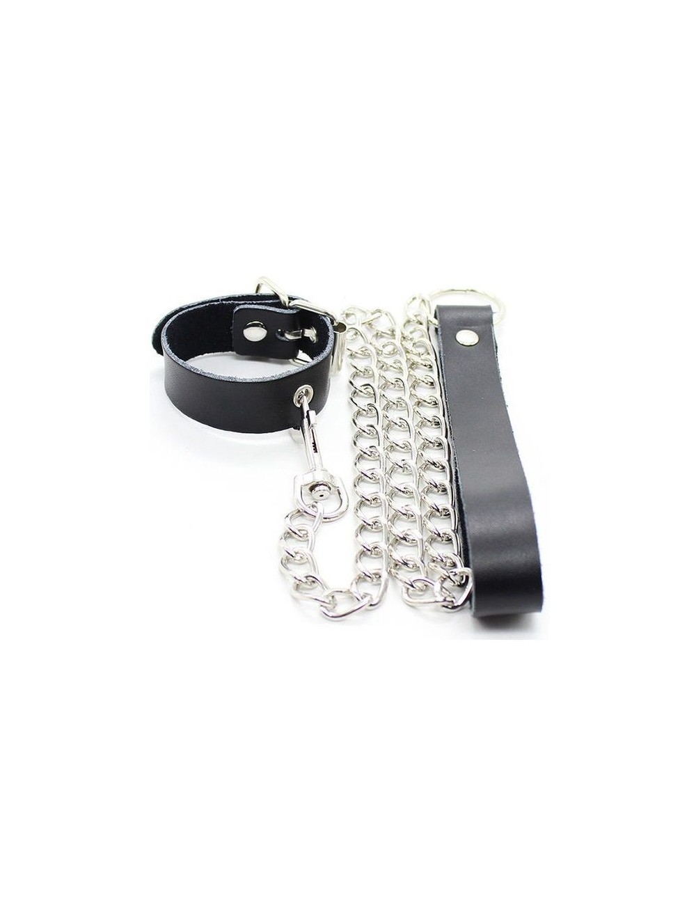 OHMAMA COLLAR FOR PENIS AND LEATHER BELT WITH METAL CHAIN