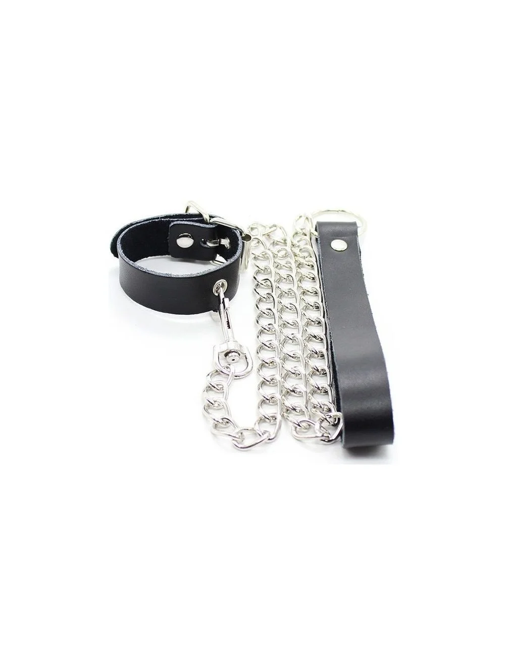 OHMAMA COLLAR FOR PENIS AND LEATHER BELT WITH METAL CHAIN