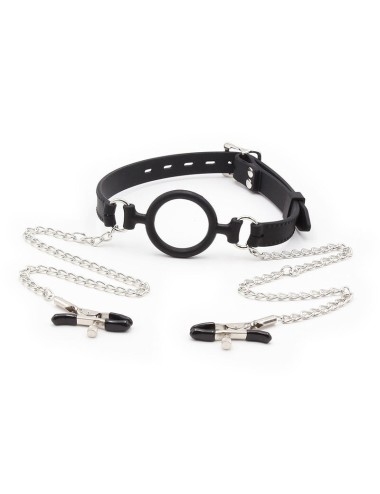 OHMAMA FETISH SILICONE O-RING GAG NIPPLE CLAMPS