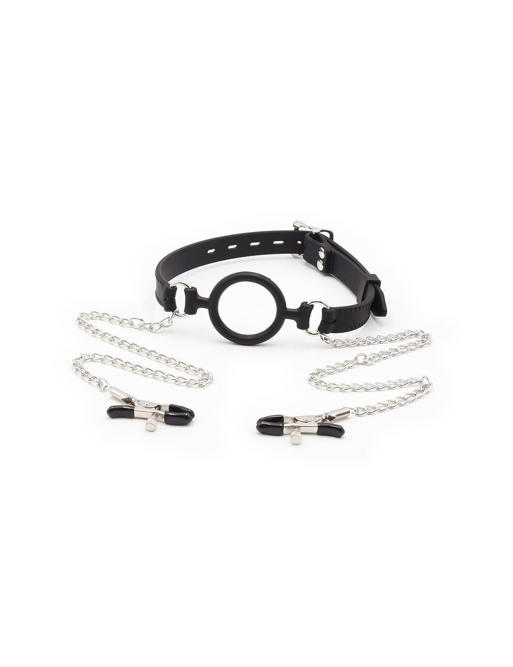 OHMAMA FETISH SILICONE O-RING GAG NIPPLE CLAMPS
