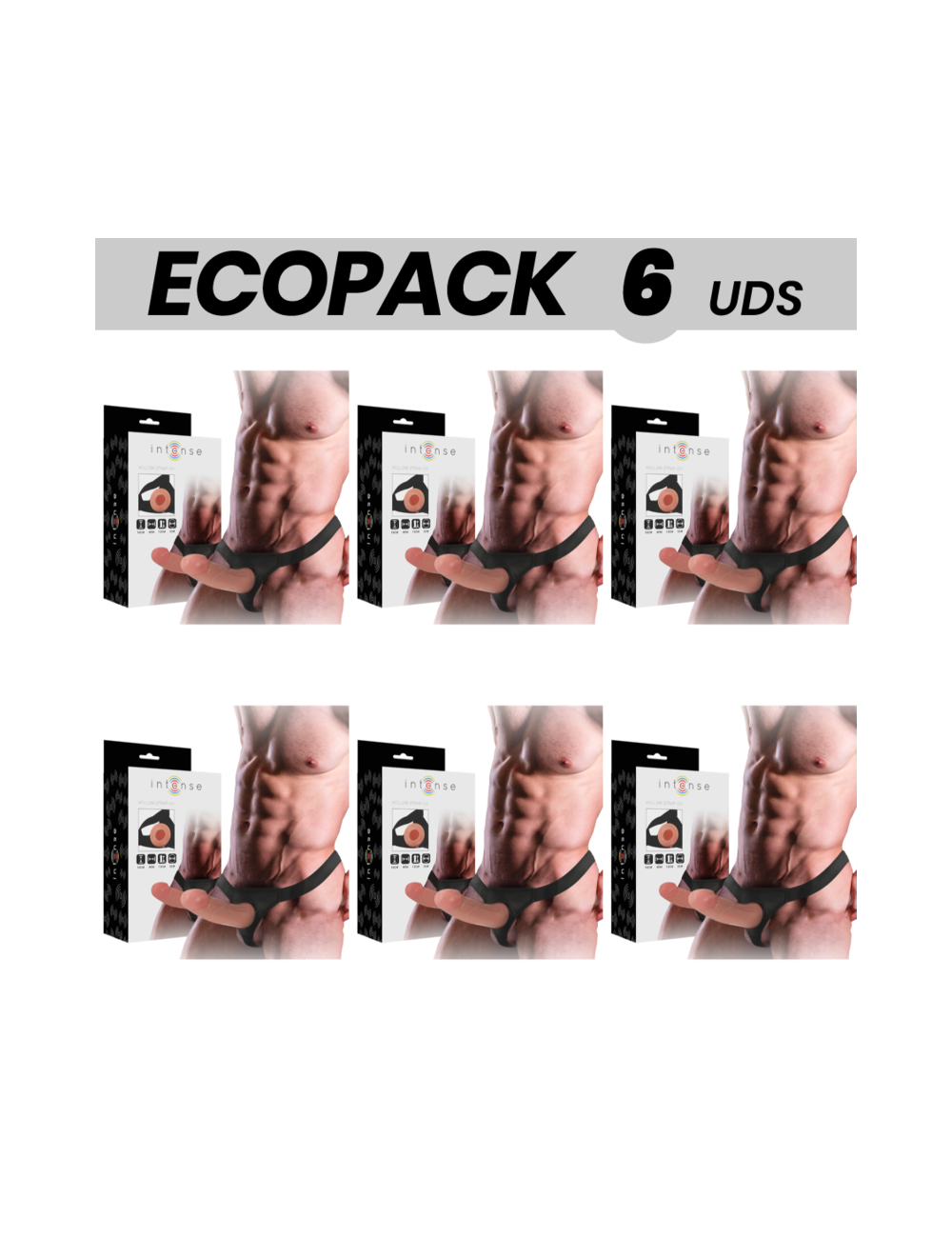 ECOPACK 6 UNITS - INTENSE HOLLOW STRAP-ON EXTENDER 16 X 3 CM