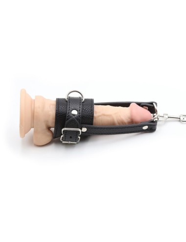 OHMAMA FETISH COCK RING WITH METAL LEASH CHAIN