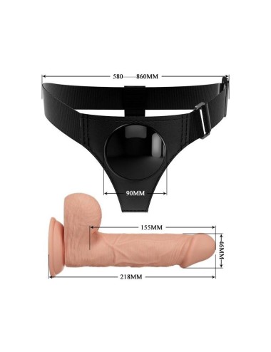 PRETTY LOVE - HARNESS BRIEFS UNIVERSAL HARNESS WITH DILDO JERRY 21.8 CM NATURAL