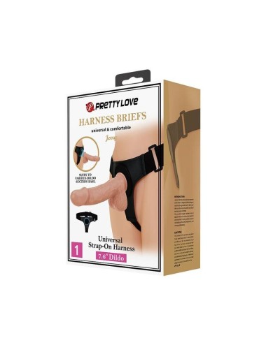 PRETTY LOVE - HARNESS BRIEFS UNIVERSAL HARNESS WITH DILDO JERRY 21.8 CM NATURAL