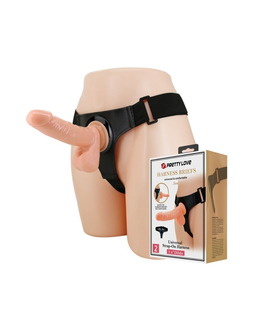 PRETTY LOVE - HARNESS BRIEFS UNIVERSAL HARNESS WITH DILDO TOM 20 CM NATURAL