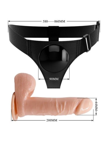 PRETTY LOVE - HARNESS BRIEFS UNIVERSAL HARNESS WITH DILDO TOM 20 CM NATURAL