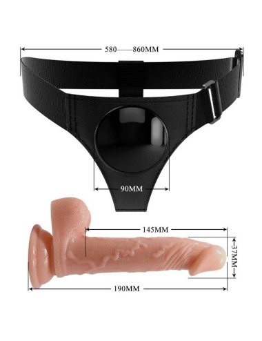 PRETTY LOVE - HARNESS BRIEFS UNIVERSAL HARNESS WITH DILDO KEVIN 19 CM NATURAL