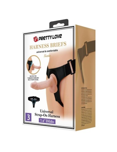 PRETTY LOVE - HARNESS BRIEFS UNIVERSAL HARNESS WITH DILDO KEVIN 19 CM NATURAL