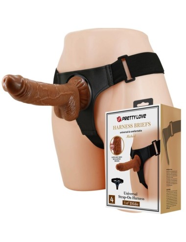 PRETTY LOVE - HARNESS BRIEFS UNIVERSAL HARNESS WITH DILDO MICHEAL 20 CM BLACK