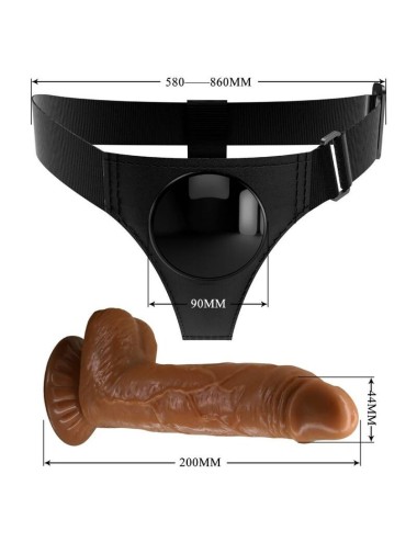 PRETTY LOVE - HARNESS BRIEFS UNIVERSAL HARNESS WITH DILDO MICHEAL 20 CM BLACK