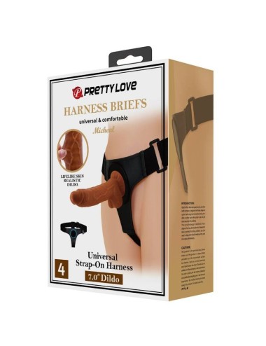 PRETTY LOVE - HARNESS BRIEFS UNIVERSAL HARNESS WITH DILDO MICHEAL 20 CM BLACK