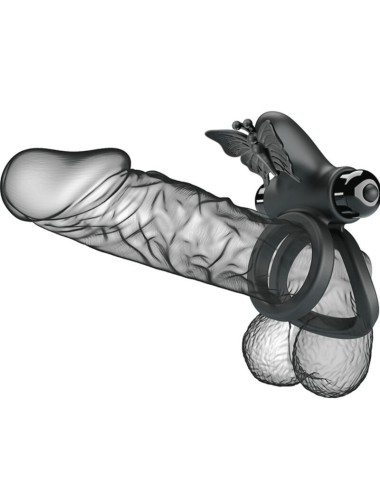 PRETTY LOVE - DOUBLE RING VIBRATOR WITH BLACK STIMULATOR