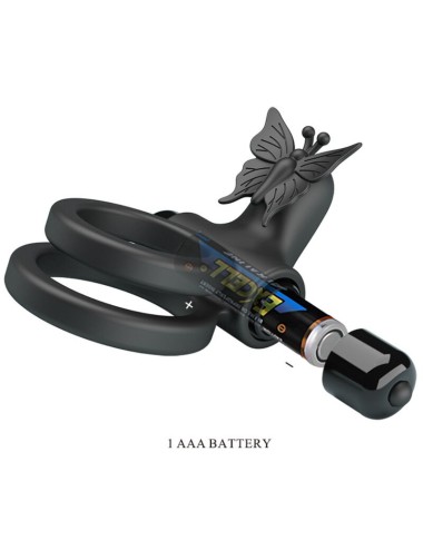 PRETTY LOVE - DOUBLE RING VIBRATOR WITH BLACK STIMULATOR