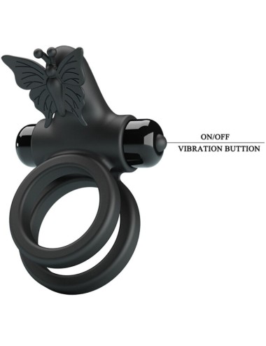 PRETTY LOVE - DOUBLE RING VIBRATOR WITH BLACK STIMULATOR