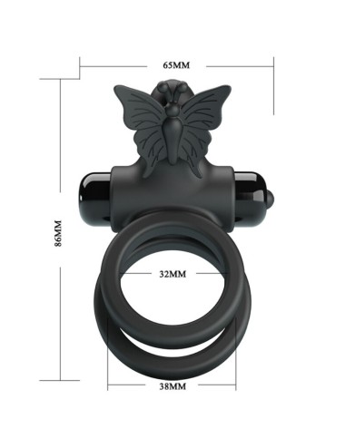 PRETTY LOVE - DOUBLE RING VIBRATOR WITH BLACK STIMULATOR