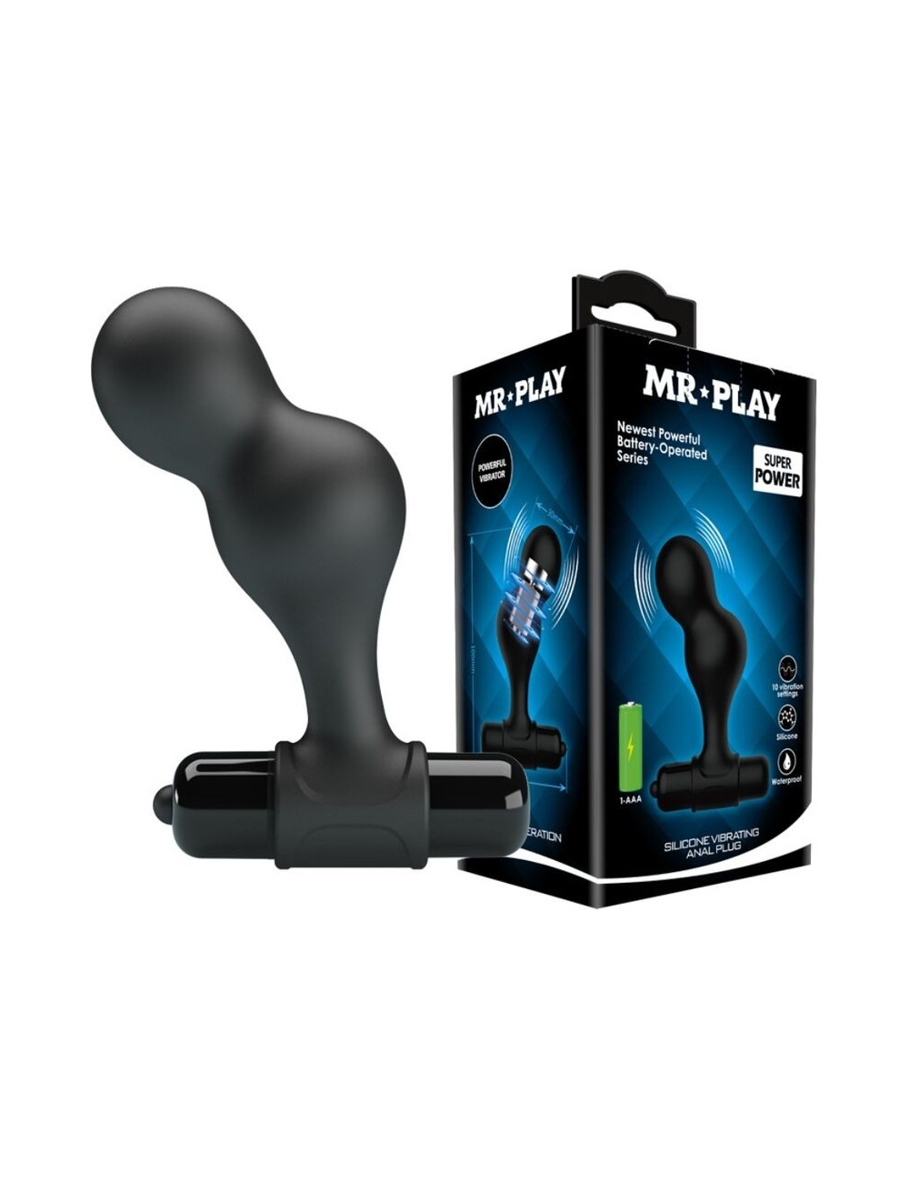 MR PLAY - SILICONE VIBRATING ANAL PLUG BLACK