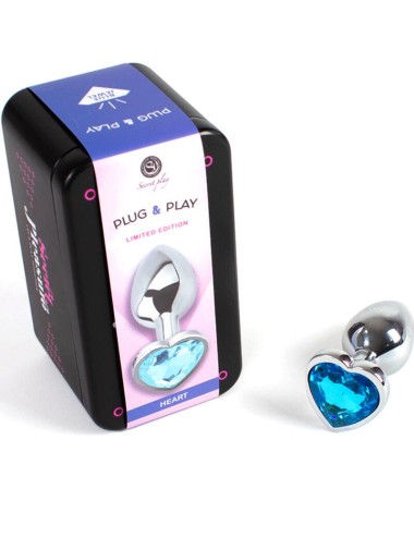 SECRET PLAY - METAL BUTT PLUG BLUE HEART SMALL SIZE 7 CM