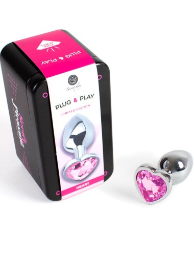 SECRET PLAY - METAL BUTT PLUG FUCHSIA HEART SMALL SIZE 7 CM