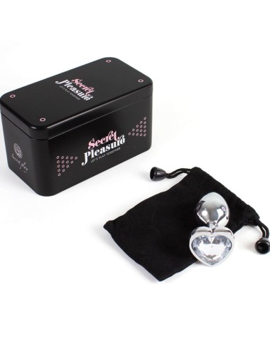 SECRET PLAY - METAL BUTT PLUG CLEAR CRYSTAL HEART SMALL SIZE 7 CM