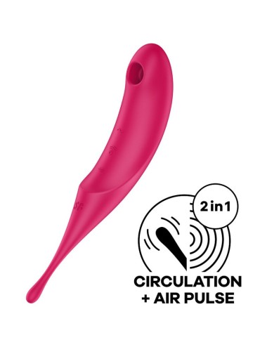 SATISFYER TWIRLING PRO AIR PULSE STIMULATOR & VIBRATOR - RED