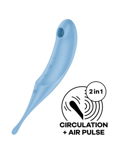 SATISFYER TWIRLING PRO AIR PULSE STIMULATOR & VIBRATOR - BLUE