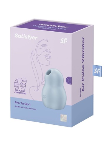 SATISFYER PRO TO GO 1 DOUBLE AIR PULSE STIMULATOR & VIBRATOR - BLUE