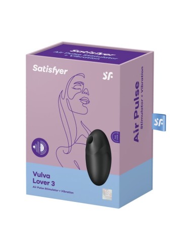 SATISFYER VULVA LOVER 3 AIR PULSE STIMULATOR & VIBRATOR - BLACK