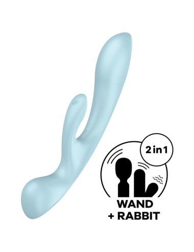 SATISFYER TRIPLE OH HYBRID VIBRATION - BLUE