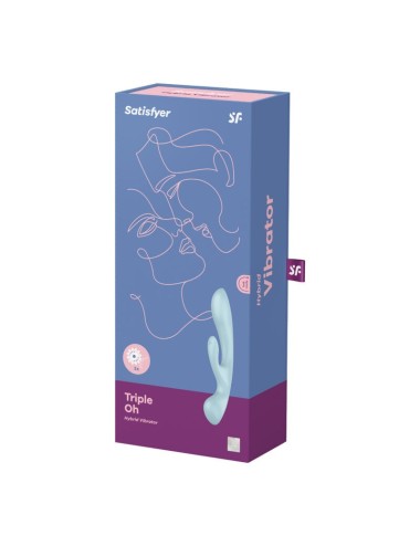 SATISFYER TRIPLE OH HYBRID VIBRATION - BLUE