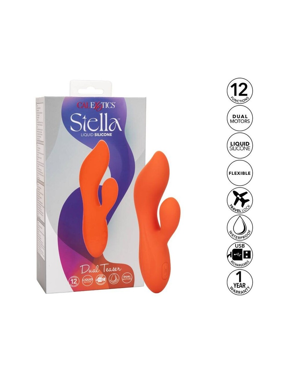 CALIFORNIA EXOTICS STELLA DUAL TEASER ORANGE CALIFORNIA EXOTICS STELLA DUAL TEASER ORANGE